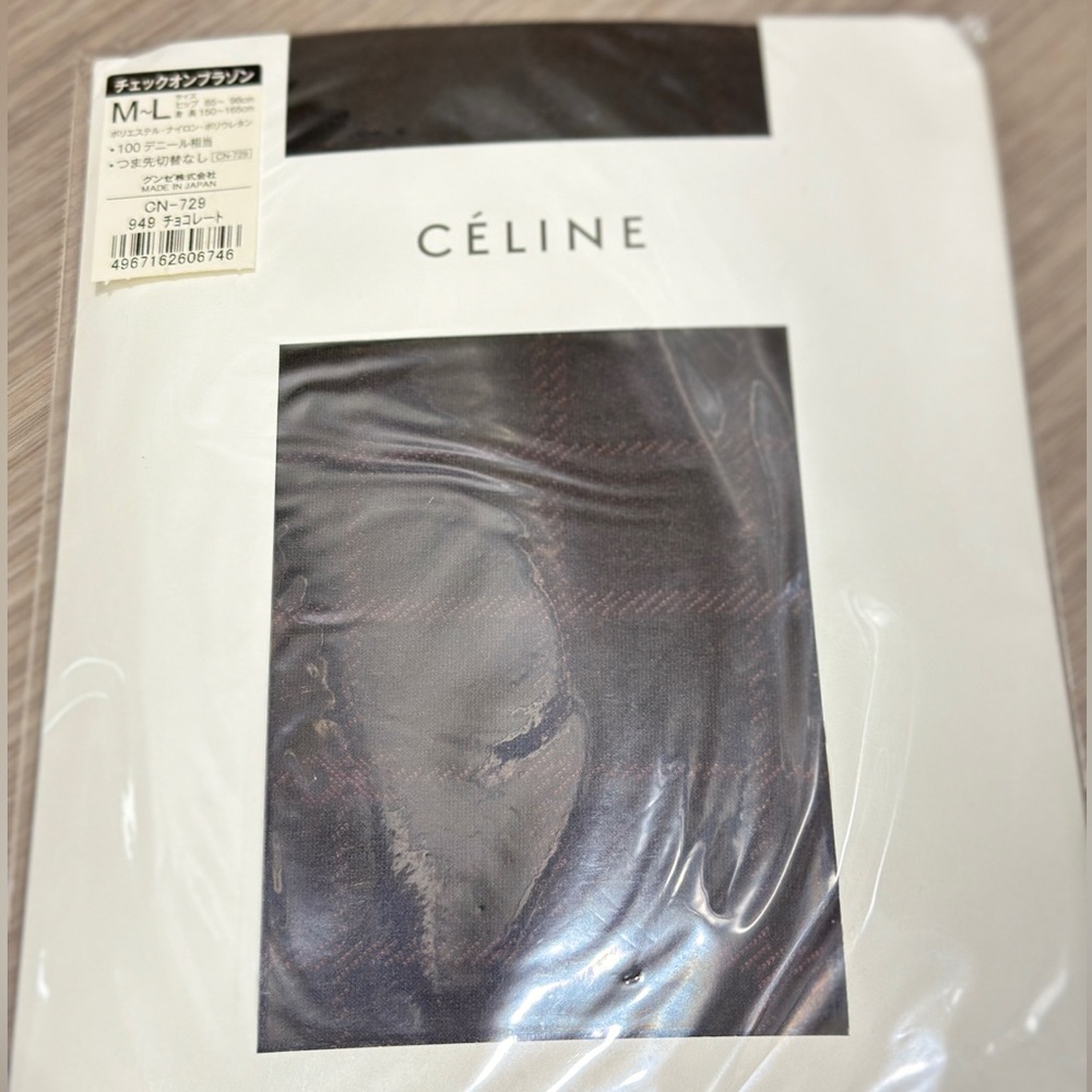 Authentic Rare Celine women pantysocks tights with Triomphe logo Japan